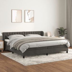 Giroletto A Molle Con Materasso Grigio Scuro 200x200 Cm Velluto