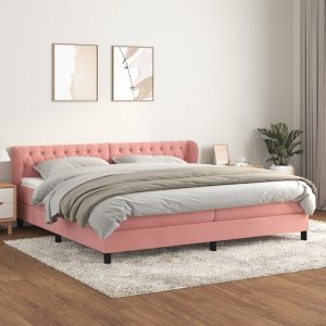 Giroletto A Molle Con Materasso Rosa 200x200 Cm In Velluto