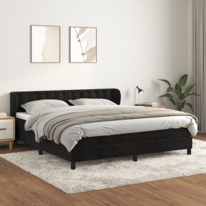 Giroletto A Molle Con Materasso Nero 180x200 Cm In Velluto