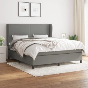 Giroletto A Molle Con Materasso Grigio Scuro 160x200 Cm Tessuto