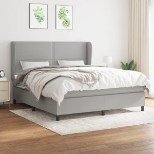 Giroletto A Molle Con Materasso Grigio Chiaro160x200 Cm Tessuto