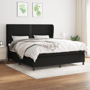 Giroletto A Molle Con Materasso Nero 160x200 Cm In Tessuto