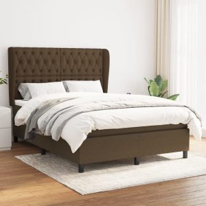 Giroletto A Molle Con Materasso Marrone Scuro 140x200cm Tessuto