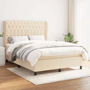 Giroletto A Molle Con Materasso Crema 140x200 Cm In Tessuto