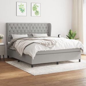 Giroletto A Molle Con Materasso Grigio Chiaro160x200 Cm Tessuto