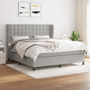 Giroletto A Molle Con Materasso Grigio Chiaro160x200 Cm Tessuto