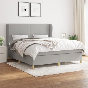 Giroletto A Molle Con Materasso Grigio Chiaro160x200 Cm Tessuto