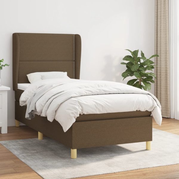Giroletto A Molle Con Materasso Marrone Scuro 90x200 Cm Tessuto
