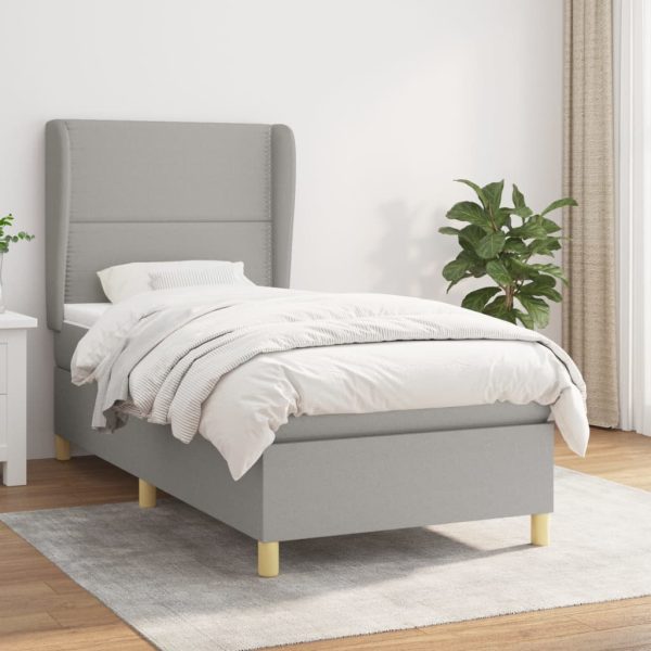 Giroletto A Molle Con Materasso Grigio Chiaro100x200 Cm Tessuto