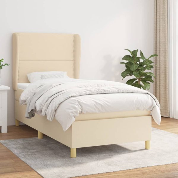 Giroletto A Molle Con Materasso Crema 100x200 Cm In Tessuto