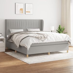 Giroletto A Molle Con Materasso Grigio Chiaro160x200 Cm Tessuto