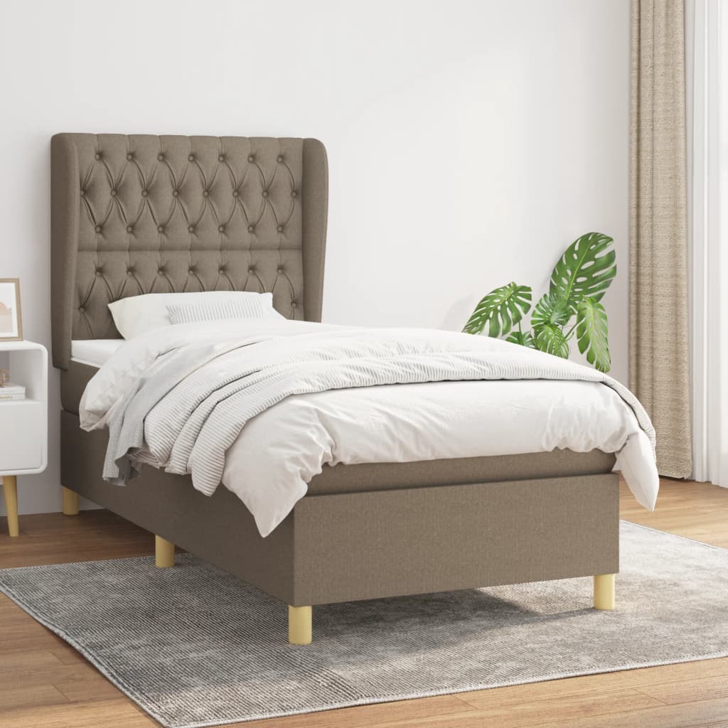 Giroletto A Molle Con Materasso Tortora 90x190 Cm In Tessuto