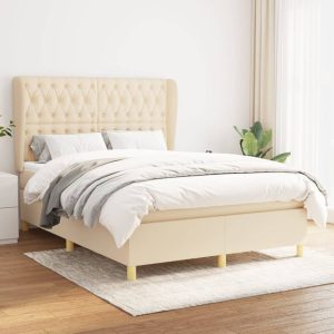 Giroletto A Molle Con Materasso Crema 140x19 Cm In Tessuto