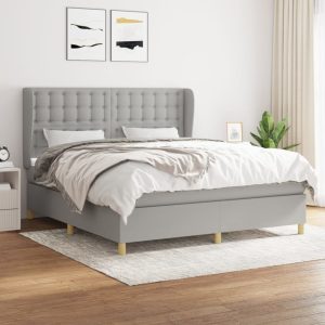 Giroletto A Molle Con Materasso Grigio Chiaro160x200 Cm Tessuto