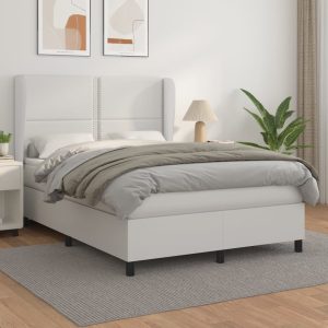 Giroletto A Molle Con Materasso Bianco 140x200 Cm In Similpelle