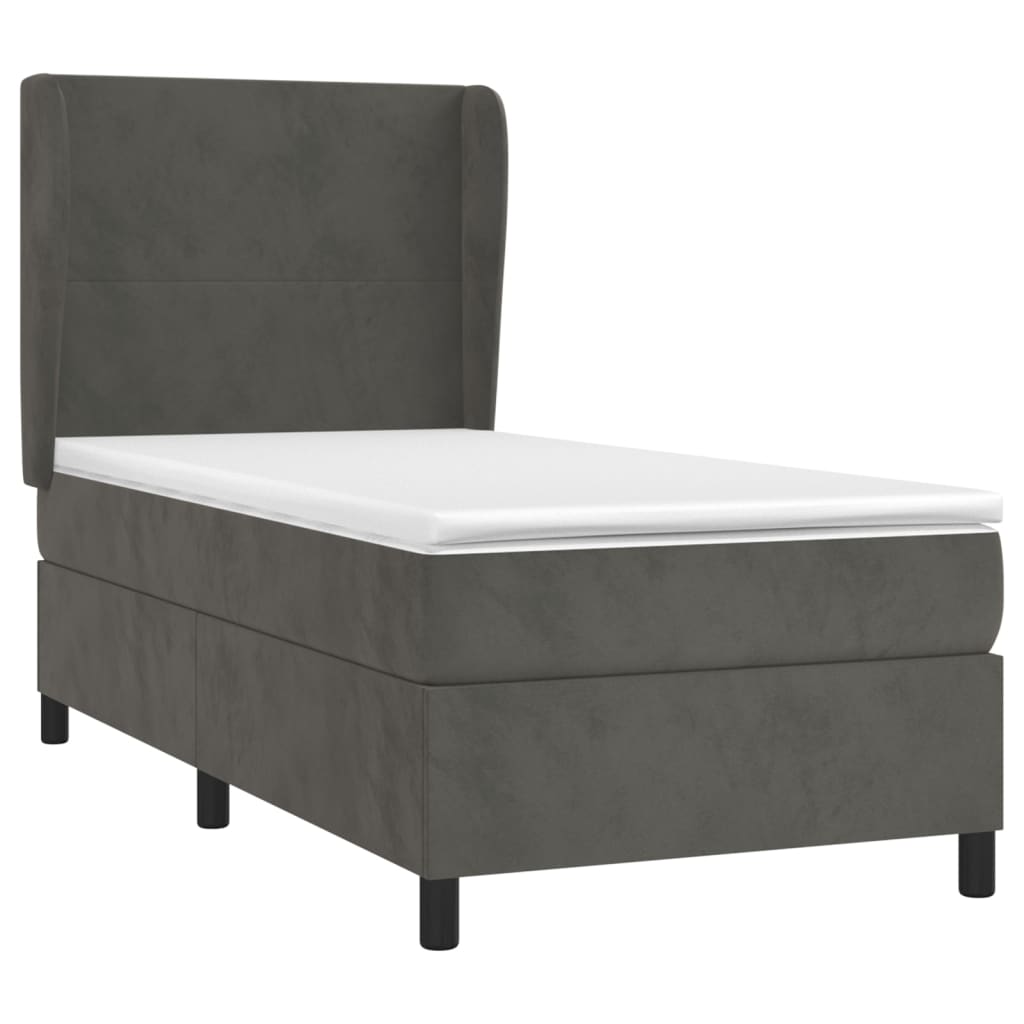 Giroletto A Molle Con Materasso Grigio Scuro 80x200 Cm Velluto - Image 3