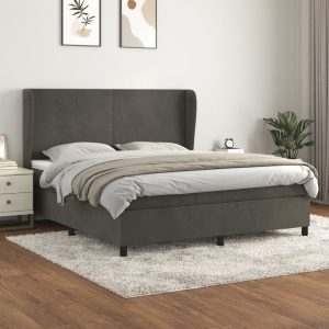 Giroletto A Molle Con Materasso Grigio Scuro 160x200 Cm Velluto