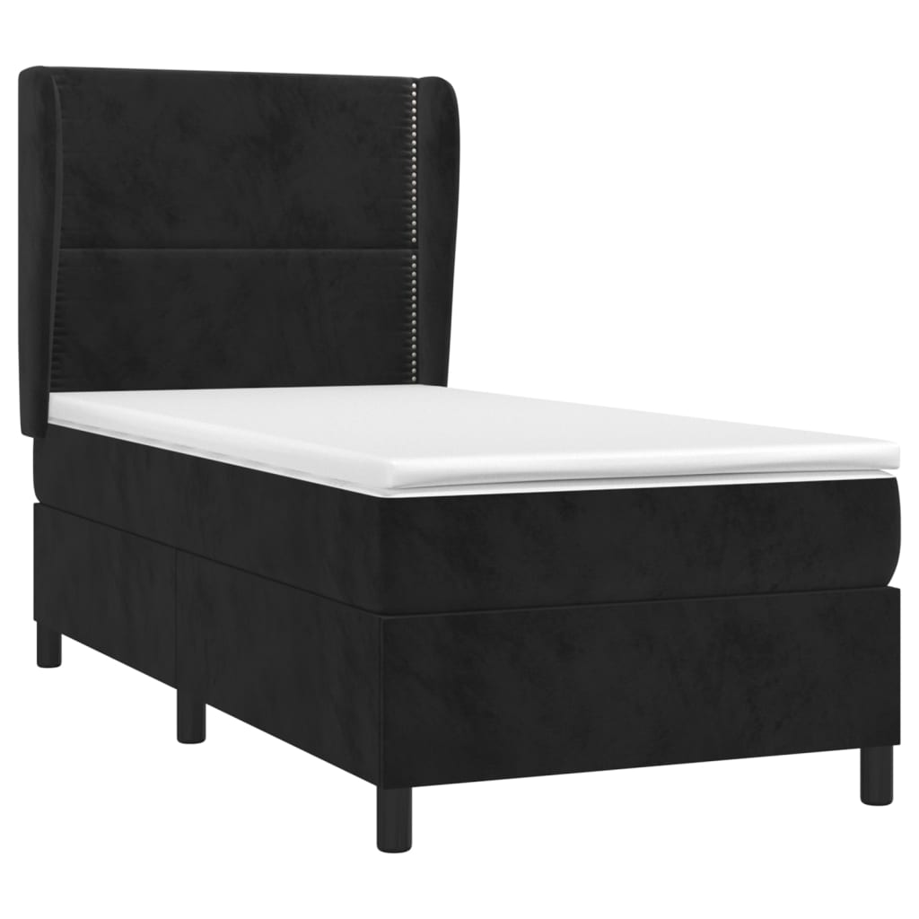 Giroletto A Molle Con Materasso Nero 80x200 Cm In Velluto - Image 3