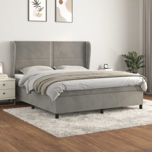 Giroletto A Molle Con Materasso Grigio Chiaro 160x200cm Velluto