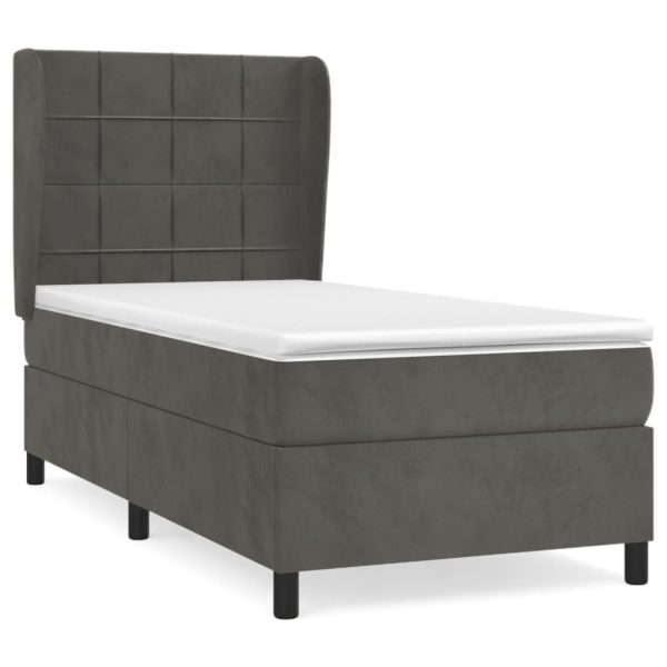 Giroletto A Molle Con Materasso Grigio Scuro 100x200 Cm Velluto - Image 2