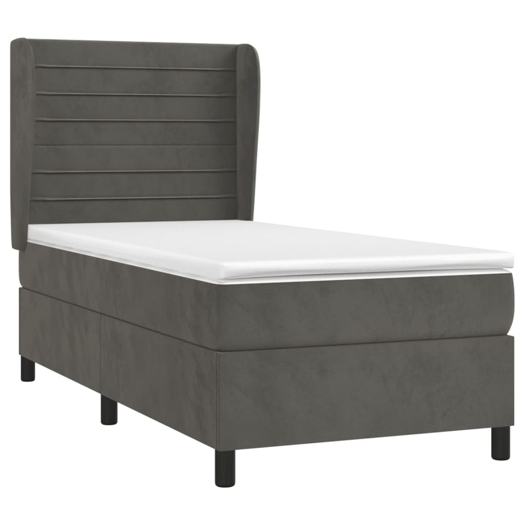 Giroletto A Molle Con Materasso Grigio Scuro 90x200 Cm Velluto - Image 3