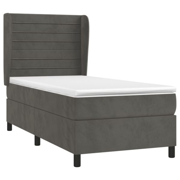 Giroletto A Molle Con Materasso Grigio Scuro 100x200 Cm Velluto - Image 3