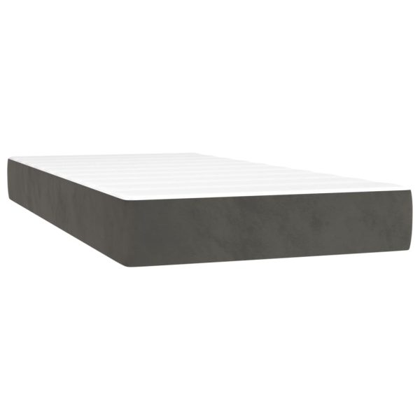 Giroletto A Molle Con Materasso Grigio Scuro 100x200 Cm Velluto - Image 5