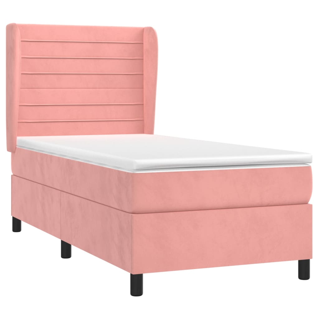 Giroletto A Molle Con Materasso Rosa 100x200 Cm In Velluto - Image 3