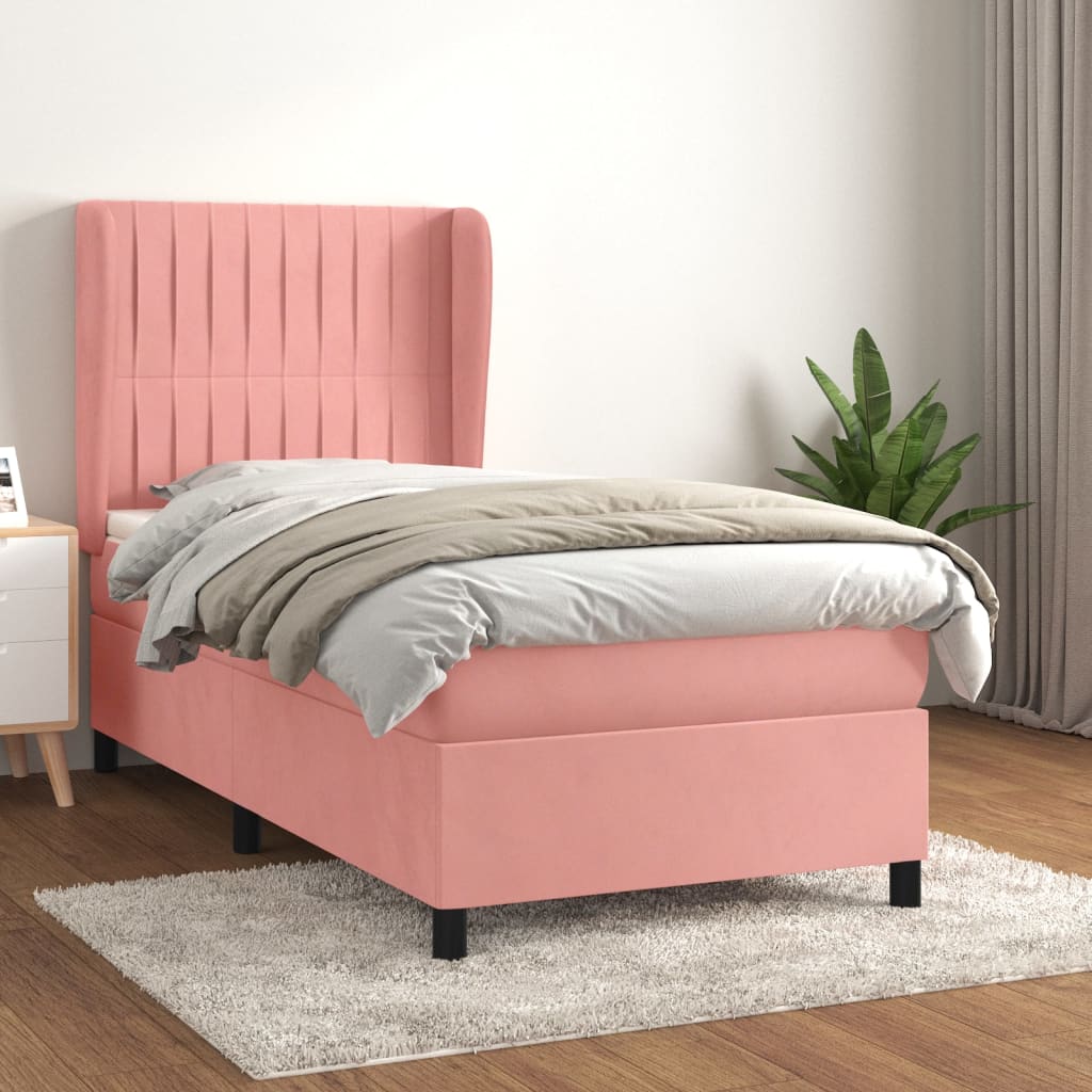 Giroletto A Molle Con Materasso Rosa 90x200 Cm In Velluto