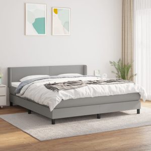 Giroletto A Molle Con Materasso Grigio Chiaro180x200 Cm Tessuto