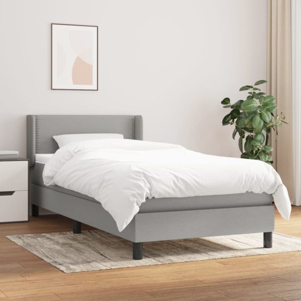 Giroletto A Molle Con Materasso Grigio Chiaro 90x200 Cm Tessuto