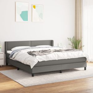 Giroletto A Molle Con Materasso Grigio Scuro 180x200 Cm Tessuto
