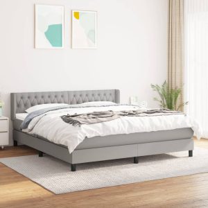 Giroletto A Molle Con Materasso Grigio Chiaro180x200 Cm Tessuto