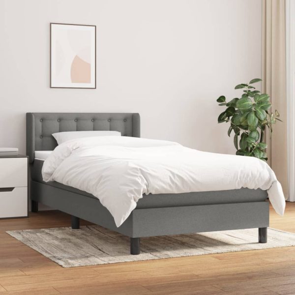 Giroletto A Molle Con Materasso Grigio Scuro 80x200 Cm Tessuto