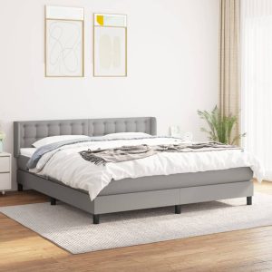 Giroletto A Molle Con Materasso Grigio Chiaro180x200 Cm Tessuto