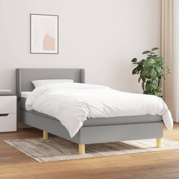 Giroletto A Molle Con Materasso Grigio Chiaro 90x200 Cm Tessuto