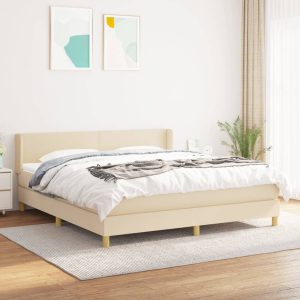 Giroletto A Molle Con Materasso Crema 160x200 Cm In Tessuto