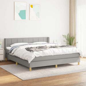 Giroletto A Molle Con Materasso Grigio Chiaro180x200 Cm Tessuto
