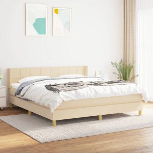 Giroletto A Molle Con Materasso Crema 180x200 Cm In Tessuto