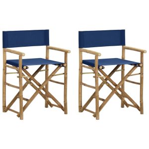 Sedie Da Regista Pieghevoli 2 Pz Blu In Bambù E Tela