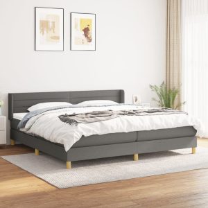 Giroletto A Molle Con Materasso Grigio Scuro 200x200 Cm Tessuto