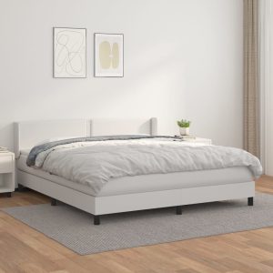 Giroletto A Molle Con Materasso Bianco 180x200 Cm In Similpelle