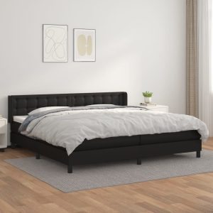 Giroletto A Molle Con Materasso Nero 200x200 Cm In Similpelle