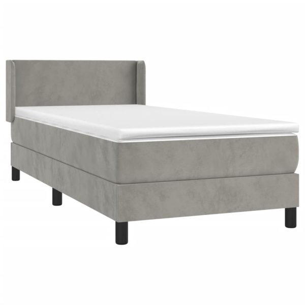 Giroletto A Molle Con Materasso Grigio Chiaro 80x200 Cm Velluto - Image 3