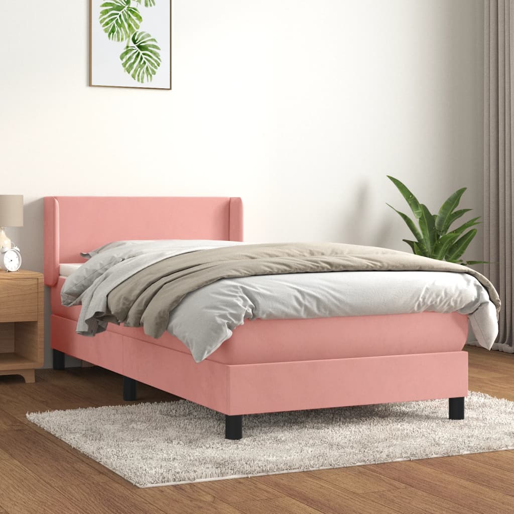 Giroletto A Molle Con Materasso Rosa 80x200 Cm In Velluto