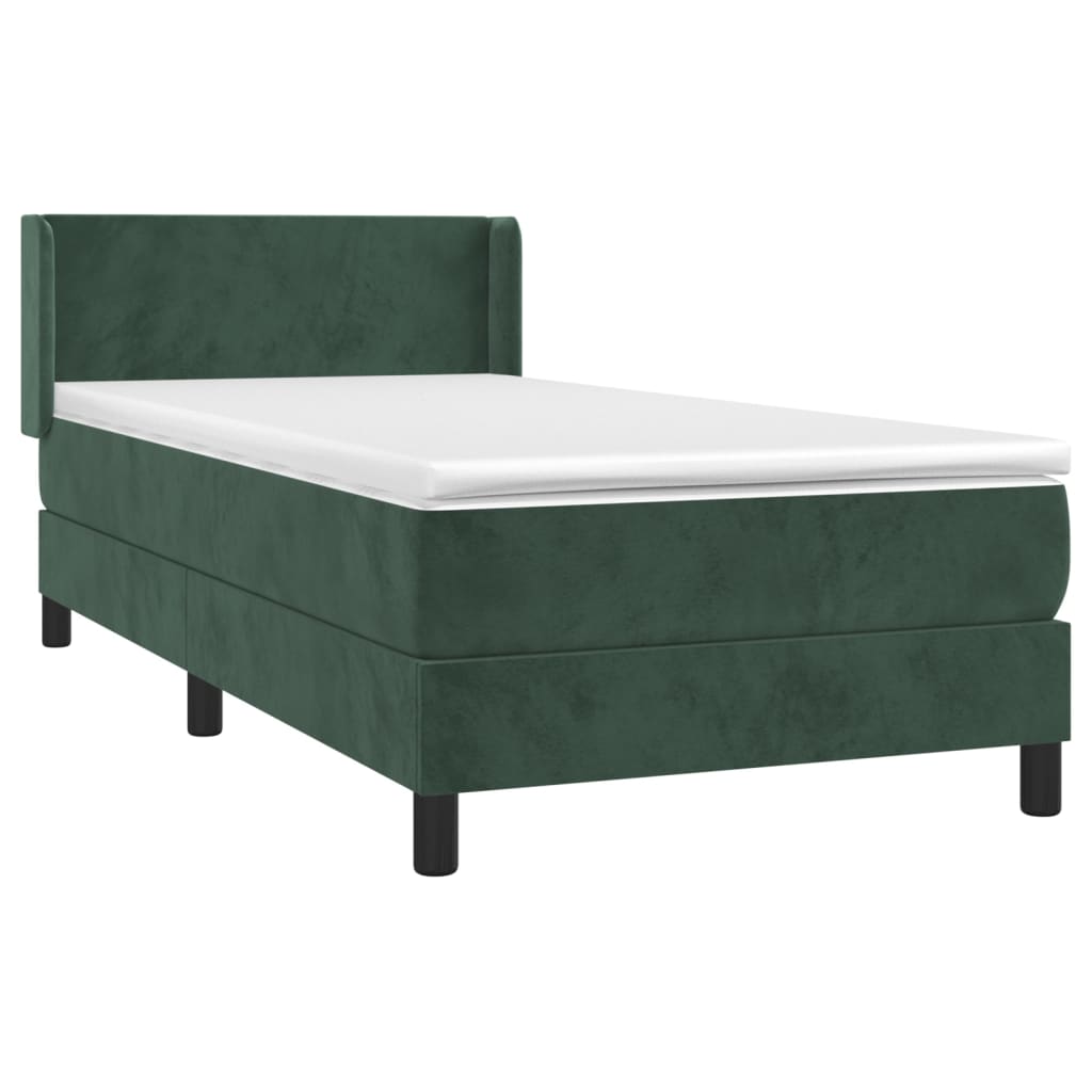 Giroletto A Molle Con Materasso Verde Scuro 90x190 Cm Velluto - Image 3