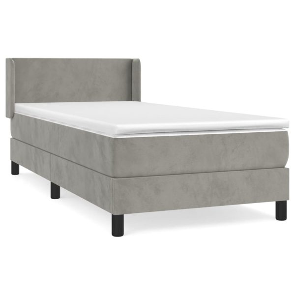 Giroletto A Molle Con Materasso Grigio Chiaro 100x200cm Velluto - Image 2