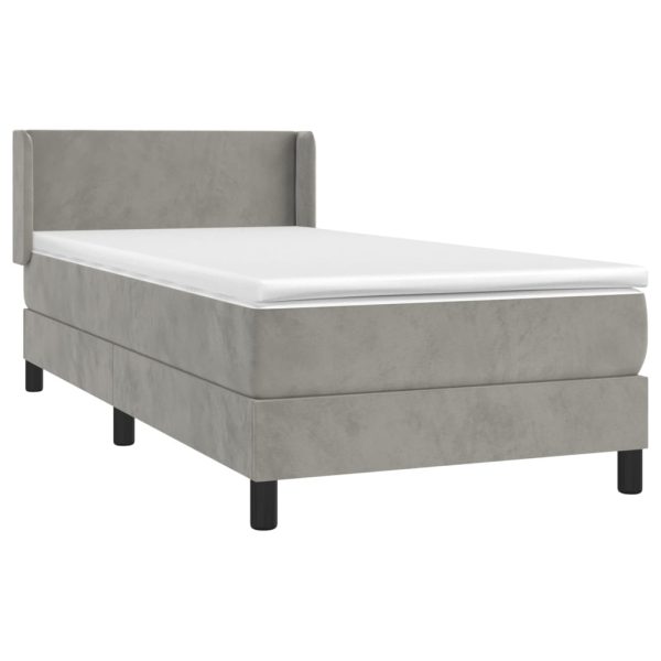 Giroletto A Molle Con Materasso Grigio Chiaro 100x200cm Velluto - Image 3