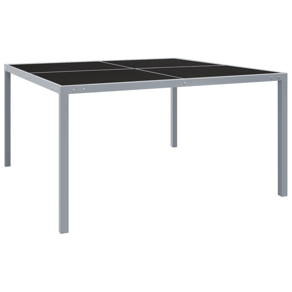 Tavolo Da Giardino 130x130x72 Cm Grigio In Acciaio E Vetro