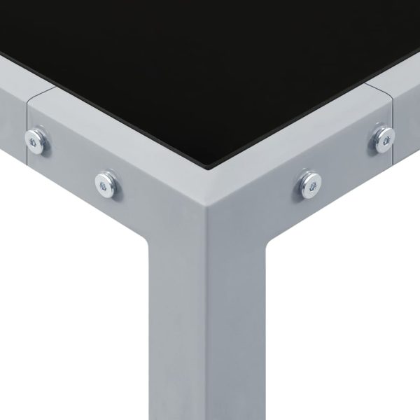 Tavolo Da Giardino 130x130x72 Cm Grigio In Acciaio E Vetro - Image 3